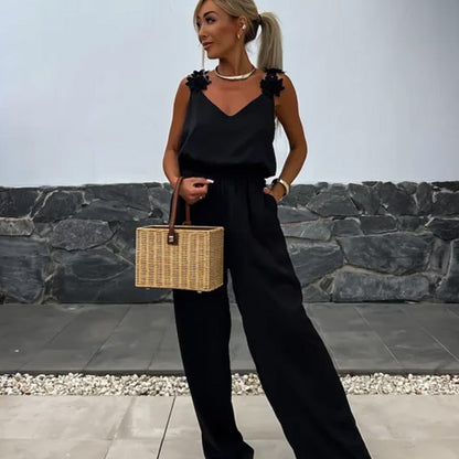 💕Ärmelloser Jumpsuit mit weitem Bein für Damen