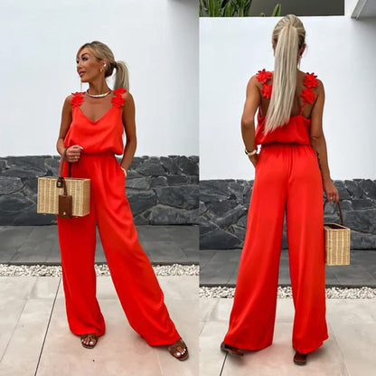 💕Ärmelloser Jumpsuit mit weitem Bein für Damen