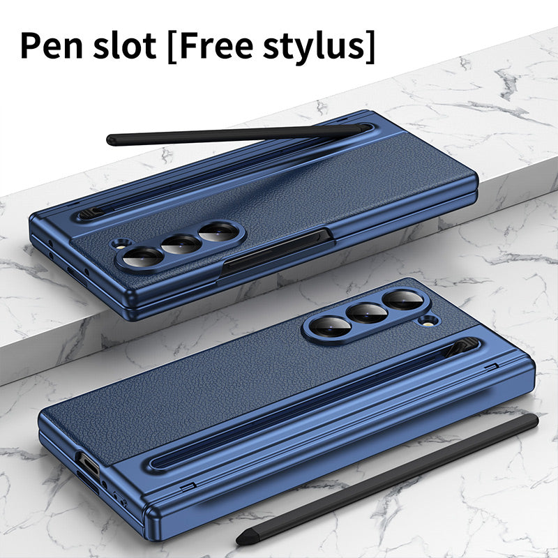 Klapphülle aus galvanisiertem Leder mit Stiftschlitz für Z FOLD 3/4/5/6