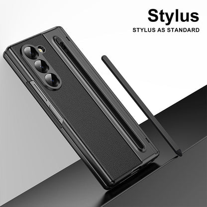 Klapphülle aus galvanisiertem Leder mit Stiftschlitz für Z FOLD 3/4/5/6