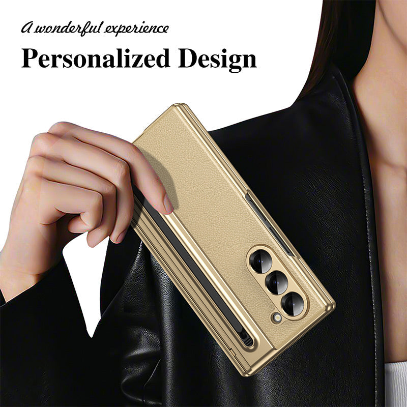 Klapphülle aus galvanisiertem Leder mit Stiftschlitz für Z FOLD 3/4/5/6