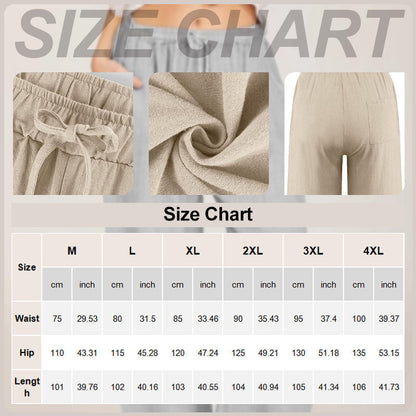 🌸Damen Sommer Baumwolle Leinen Weite Hosen😍-7