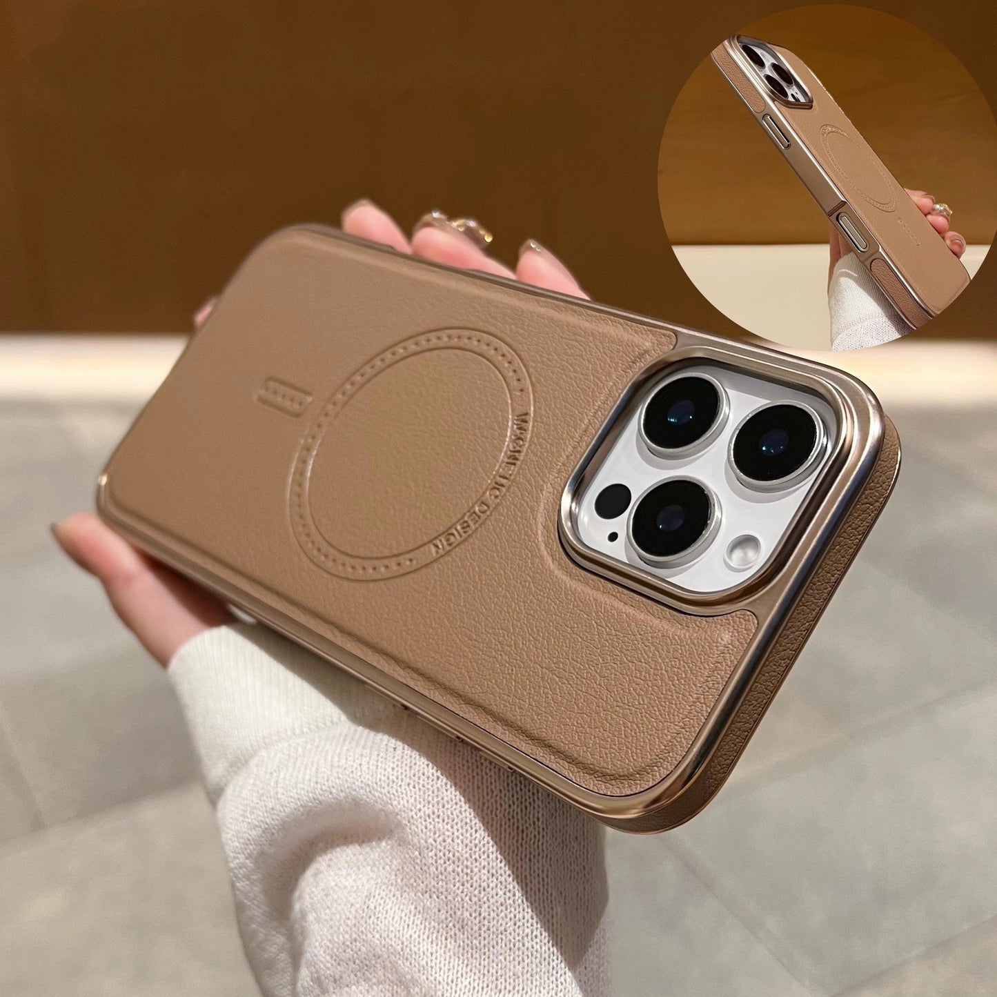 Kunstlederhülle mit magnetischer Ladefunktion für iPhone