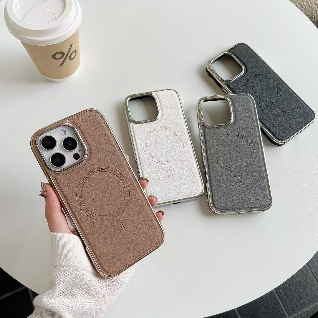 Kunstlederhülle mit magnetischer Ladefunktion für iPhone