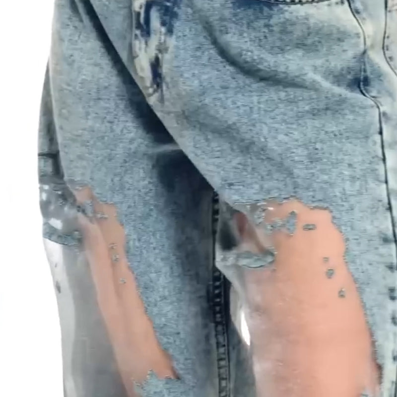 Damenjeans im Vintage-Look mit Patchwork-Print