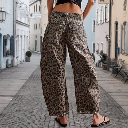 🐆Heißer Verkauf👖 Lässige, lockere Hose mit Leopardenmuster und Taschen💖