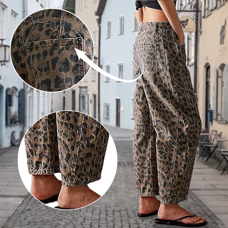 🐆Heißer Verkauf👖 Lässige, lockere Hose mit Leopardenmuster und Taschen💖