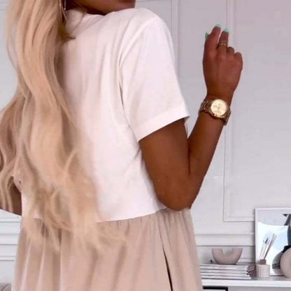 Women’s Elegant Color Block V-Neck Long Dress