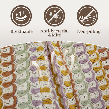 Beach Knit Colorful Print Long-Sleeve Maxi Dress