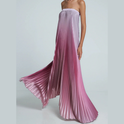 Was soll ich morgen anziehen?💕Trägerloses Abendkleid mit Farbverlauf und Plisseefalten