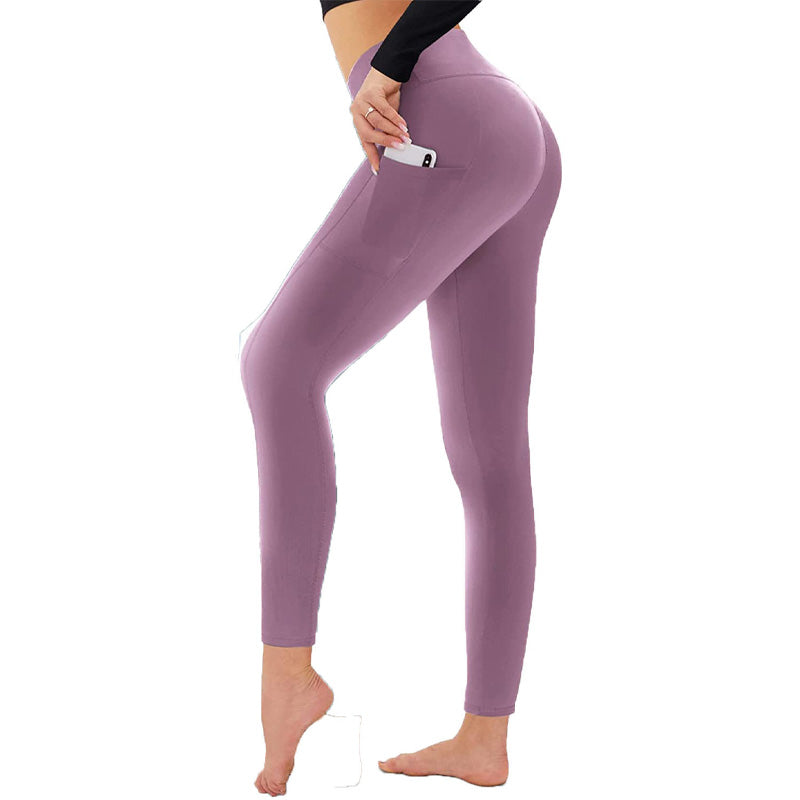 Yoga-Leggings mit hoher Taille, Verstärkung am Gesäß, Bauchkontrolle und Seitentasche