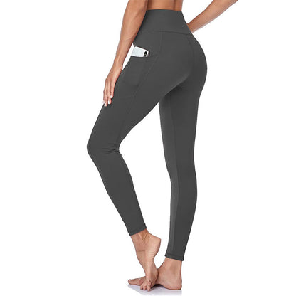 Yoga-Leggings mit hoher Taille, Verstärkung am Gesäß, Bauchkontrolle und Seitentasche