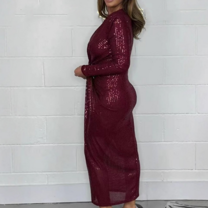 💖Black-Friday-Mega-Angebot – 50 % Rabatt!💖Sexy Pailletten-Kleid mit tiefem V-Ausschnitt