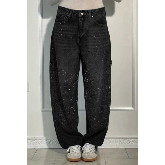 🔥Limited-time offer-Rhinestone-Embellished Straight-Leg Jeans