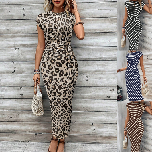 Gestreiftes Kleid mit Bindegürtel für Frauen