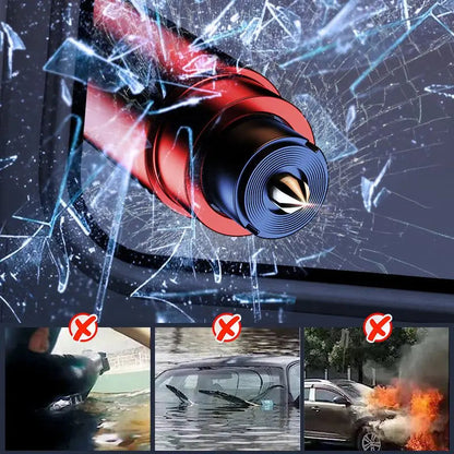 🚨Auto-Notfallhammer mit Gurtschneider | Wolfram-Spitze für Verbundglas | Kompakt (96mm) | Lebensrettend bei Unfällen (Überschlag/Wasser) | Deutsche Qualität