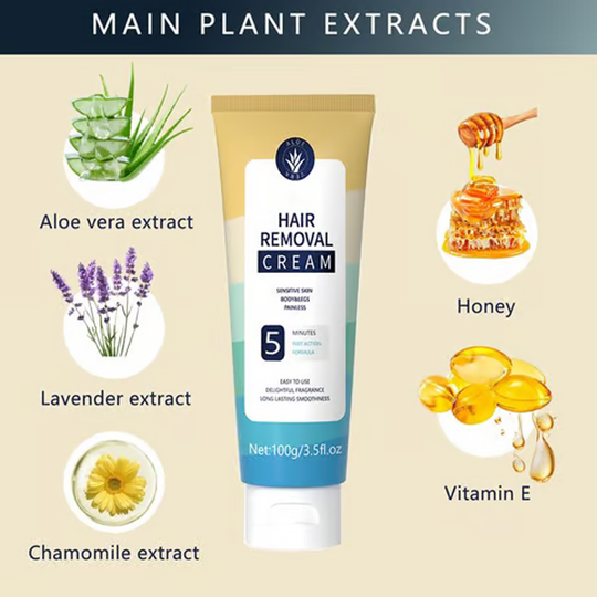 🧴✨ 2 KAUFEN, 1 GRATIS! 🌿💖 Schmerzfrei &amp; sanft: Haarentfernungscreme mit Aloe Vera – seidig glatte Haut in 8 Minuten, perfekt für empfindliche Haut.