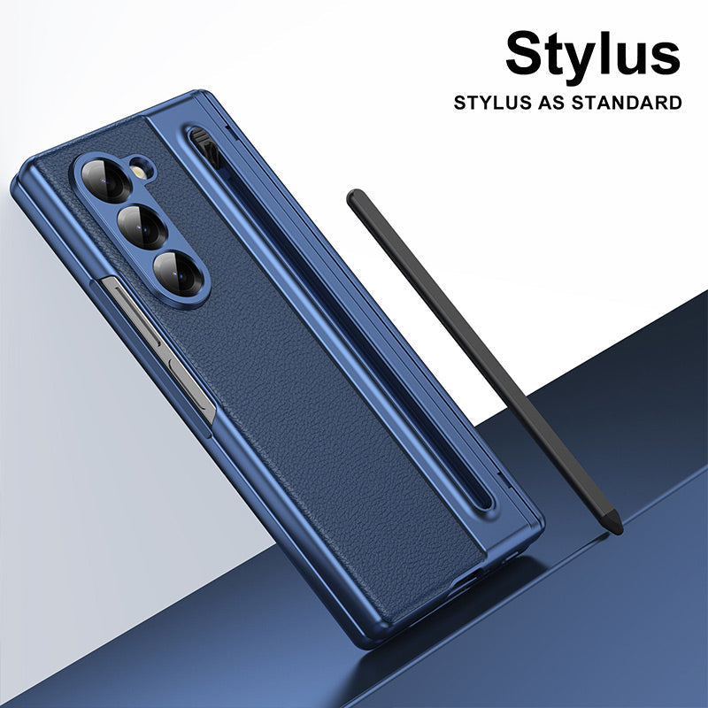 Klapphülle aus galvanisiertem Leder mit Stiftschlitz für Z FOLD 3/4/5/6