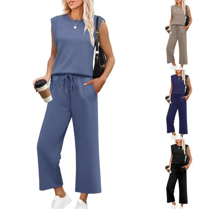 🌺2026 Neu eingetroffen - 50% OFF🌺Damen Casual Cap Ärmel Top Weite Hosen Set