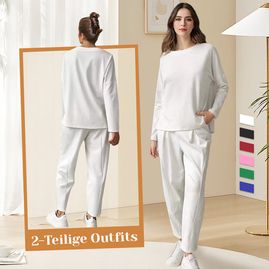 🔥2-teiliges Set mit langärmeligem Oberteil mit Rundhalsausschnitt ＆ Hose🔥