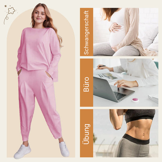 🔥2-teiliges Set mit langärmeligem Oberteil mit Rundhalsausschnitt ＆ Hose🔥