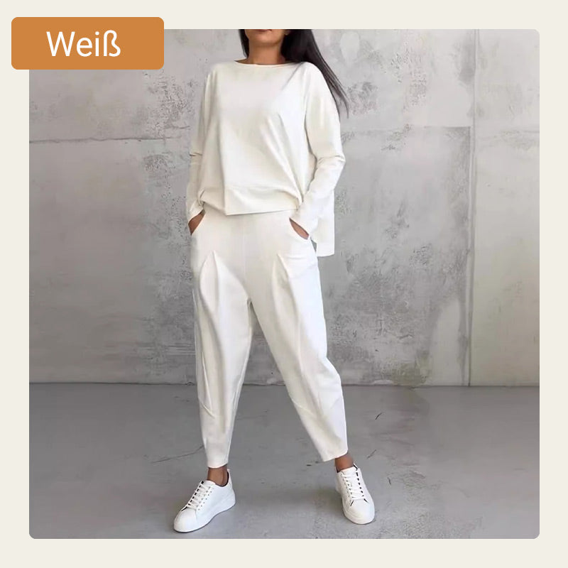 🔥2-teiliges Set mit langärmeligem Oberteil mit Rundhalsausschnitt ＆ Hose🔥