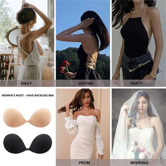 🔥 BUY 2 GET 1 FREE! ✨ Front Closure Adhesive Invisible Push-Up Bra (2 Pairs) 💖 Instant Lift &amp; Seamless Support