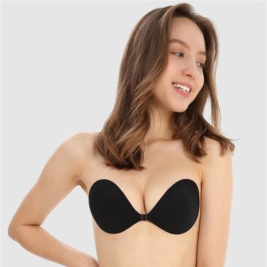 🔥 BUY 2 GET 1 FREE! ✨ Front Closure Adhesive Invisible Push-Up Bra (2 Pairs) 💖 Instant Lift &amp; Seamless Support