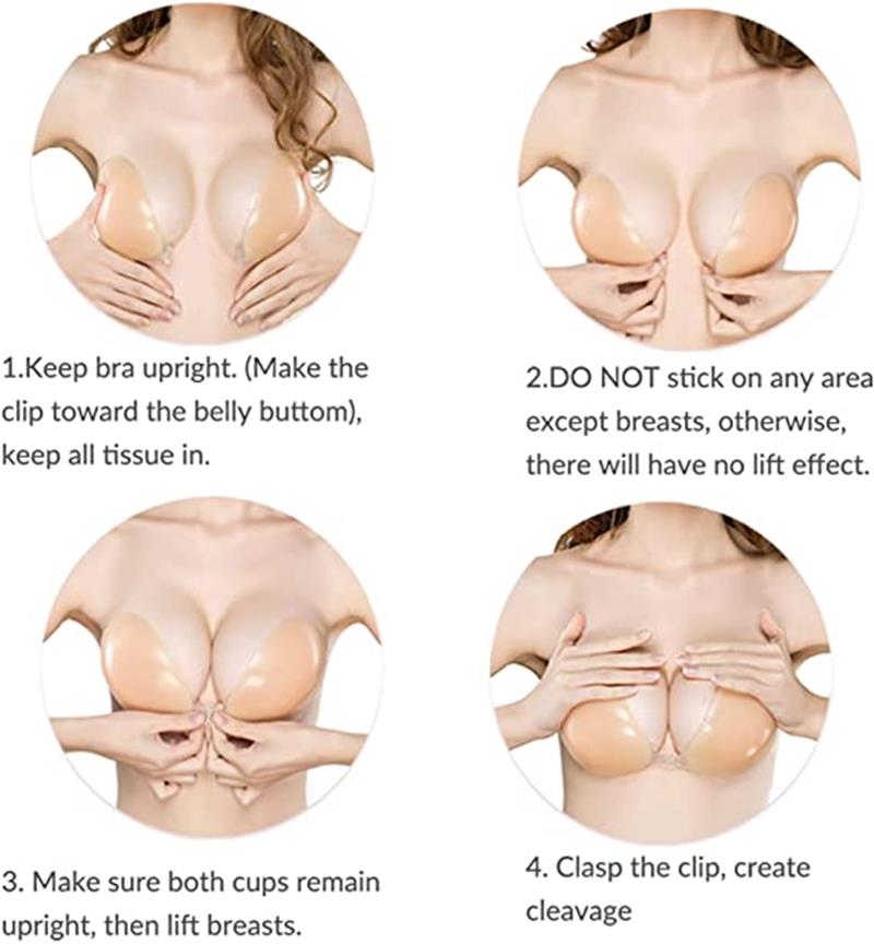 🔥 BUY 2 GET 1 FREE! ✨ Front Closure Adhesive Invisible Push-Up Bra (2 Pairs) 💖 Instant Lift &amp; Seamless Support