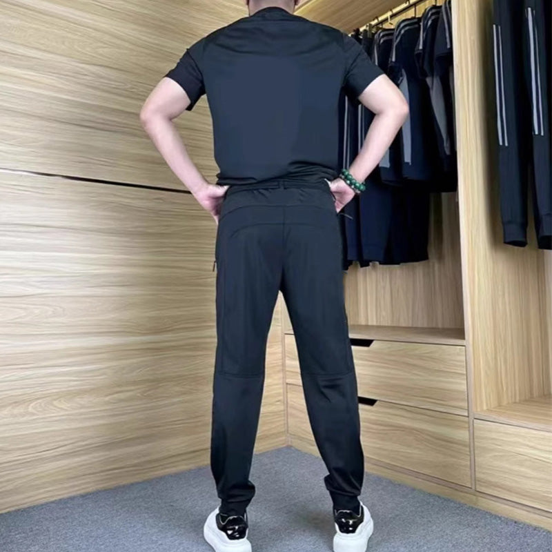 🎁💐Lässiges Stretch-Set für Herren aus Eisseide mit T-Shirt und Hose