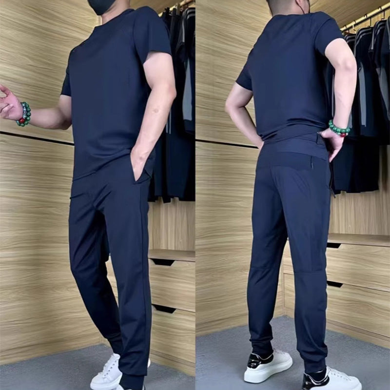 🎁💐Lässiges Stretch-Set für Herren aus Eisseide mit T-Shirt und Hose