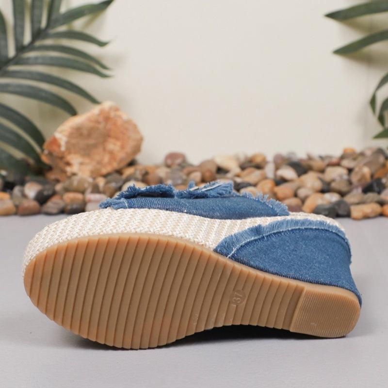 📢📢50 % Rabatt!! ⏰Lässige Denim-Plateau-Sandalen für Damen