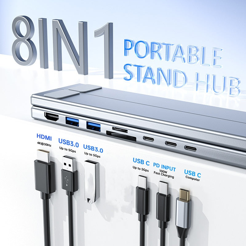 💻 💥60% RABATT! ⚡ 2-in-1 USB-C Dockingstation & Laptopständer – 8 Ports, 4K HDMI & Höhenverstellbar für Mehr Produktivität 🖥️