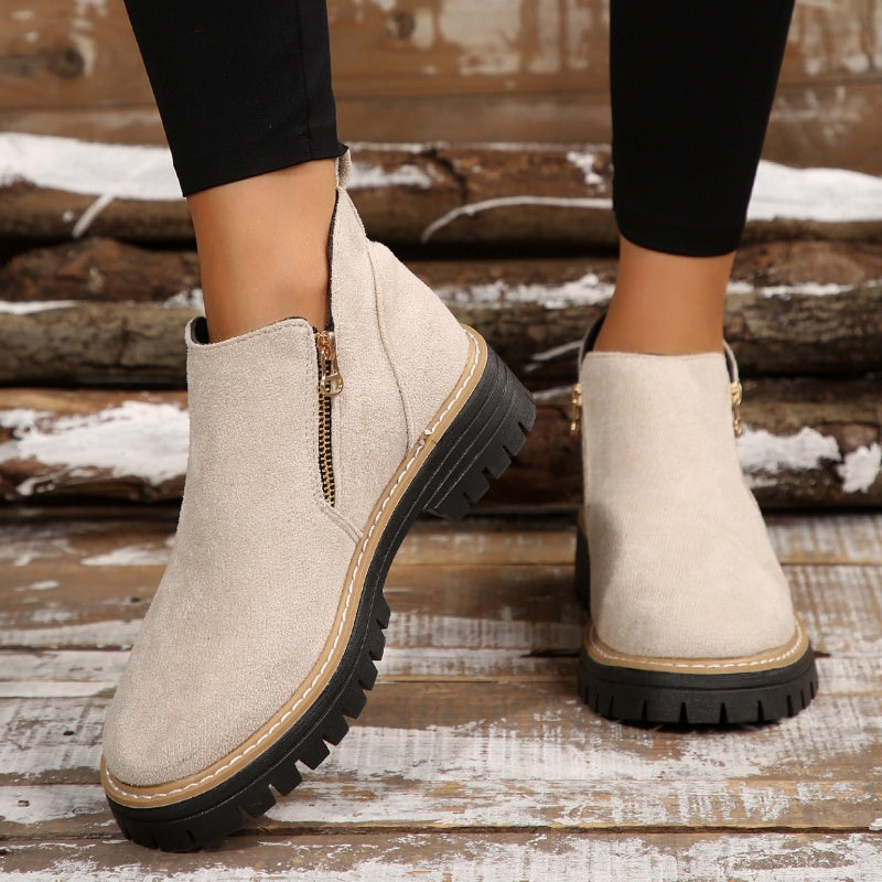 🥾 Ein Must-have für Herbst und Winter – stylische und bequeme Damenschuhe mit runder Spitze und Reißverschluss 🌟👢