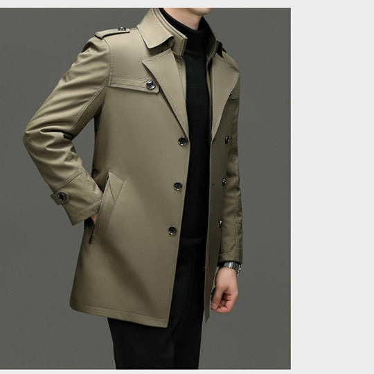 🔥🔥Mittellanger Trenchcoat für Herren mit herausnehmbarem Innenfutter