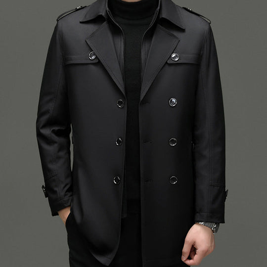 🔥🔥Mittellanger Trenchcoat für Herren mit herausnehmbarem Innenfutter