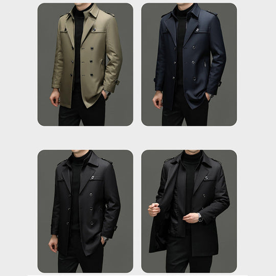 🔥🔥Mittellanger Trenchcoat für Herren mit herausnehmbarem Innenfutter
