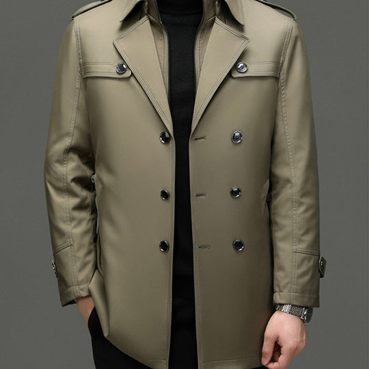 🔥🔥Mittellanger Trenchcoat für Herren mit herausnehmbarem Innenfutter