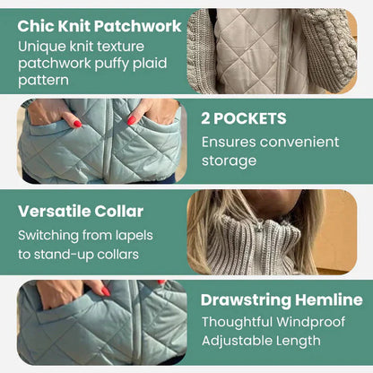 🍂Spätherbst/Frühwinter Angebote❄️Damen Strick Patchwork Puffy Jacke