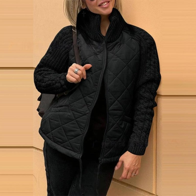 🍂Spätherbst/Frühwinter Angebote❄️Damen Strick Patchwork Puffy Jacke