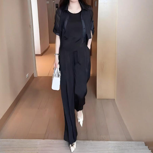 Damen 3-teiliger Set: Hemdjacke, Tanktop und Hose