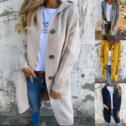 💕Herbst Heißer Verkauf Alle-Spiel frauen Taste Kapuze Strickjacke