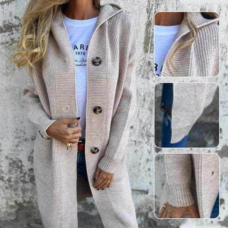 💕Herbst Heißer Verkauf Alle-Spiel frauen Taste Kapuze Strickjacke