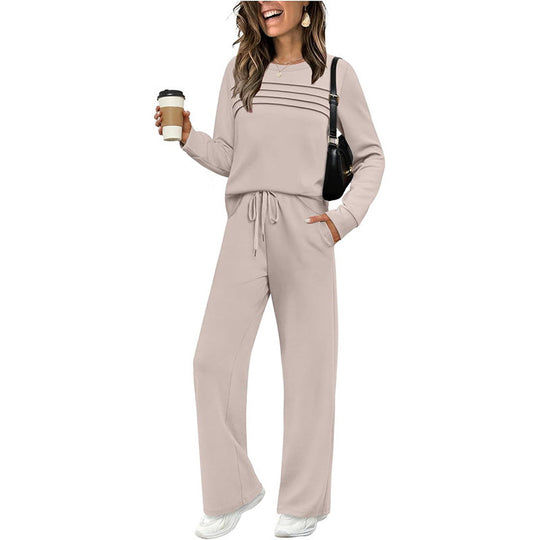 🍂✨Set für Damen mit Rundhals-Top und Kordelzughose⏰Zeitlich begrenzter Verkauf – 50 % RABATT🔥