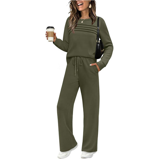 🍂✨Set für Damen mit Rundhals-Top und Kordelzughose⏰Zeitlich begrenzter Verkauf – 50 % RABATT🔥