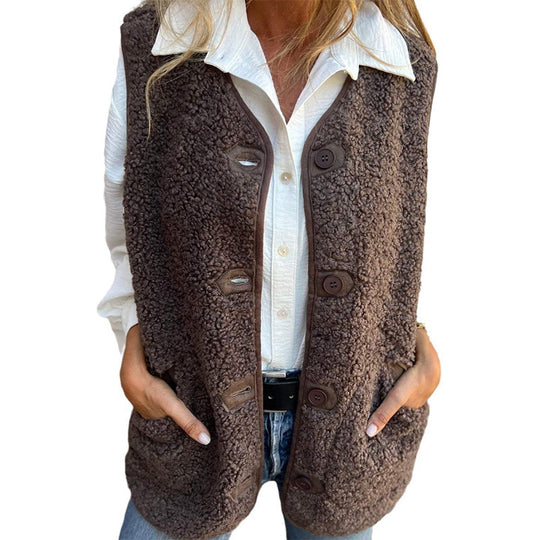 🎁 Weihnachtsverkauf 50 % Rabatt 🔥 Kurze, warme Damenweste mit Knöpfen für den Herbst