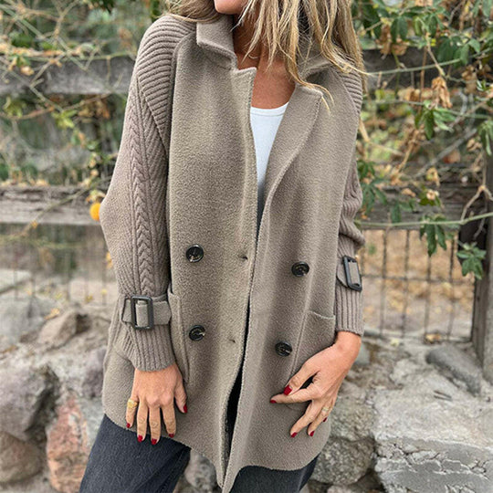 ❄️🍂Mittellanger Damenrock mit doppelten Knöpfen und Revers -❤️‍🔥Bleib diesen Winter schön warm!