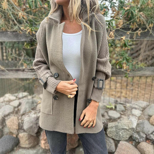 ❄️🍂Mittellanger Damenrock mit doppelten Knöpfen und Revers -❤️‍🔥Bleib diesen Winter schön warm!