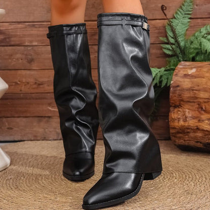 🌟Hochwertige Damenstiefel – Slouchy-Kniehohe Chunky-Stiefel für Damen