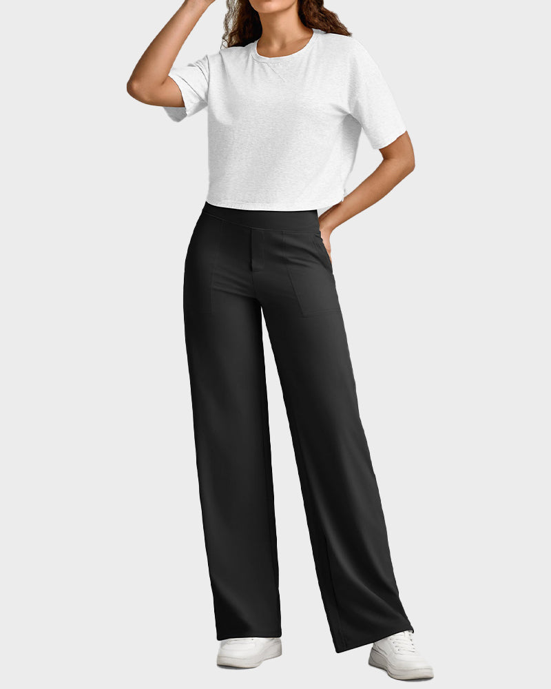 💖LAST-DAY-AKTION – 50 % RABATT 💖 Lässige Yoga-Hose mit weitem Bein für Damen mit hoher Taille und Stretch